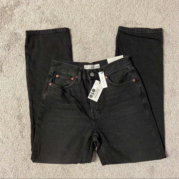 TOPSHOP Moto Black New Boyfriend Mid Rise Loose Fit Jeans Size W26 L32 NWT - Picture 5 of 12